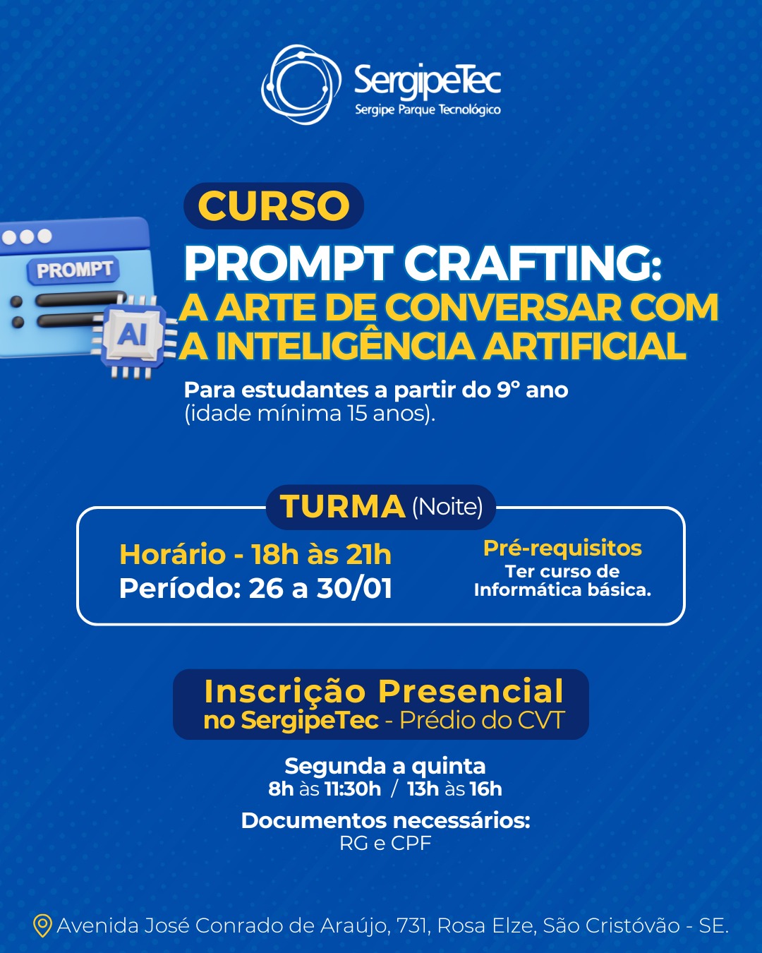 SergipeTec oferta curso gratuito sobre Inteligência Artificial